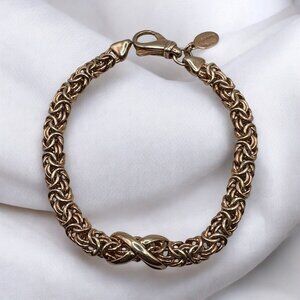 Sterling Silver 925 ITALY DYADEMA Mesh Byzantine Chain Bracelet Gold‎ Tone